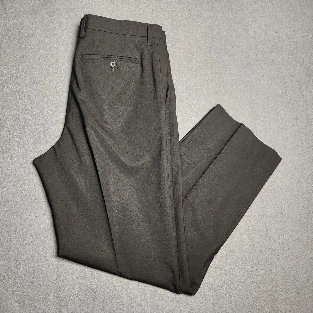 Banana Republic Dress Pants Men 33(34)X30 Black Classic Fit Wool Straight Leg